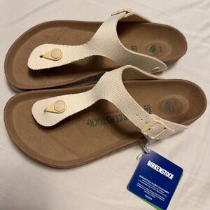 Birkenstock Gizeh Canvas Thong Sandals - Natural Cream